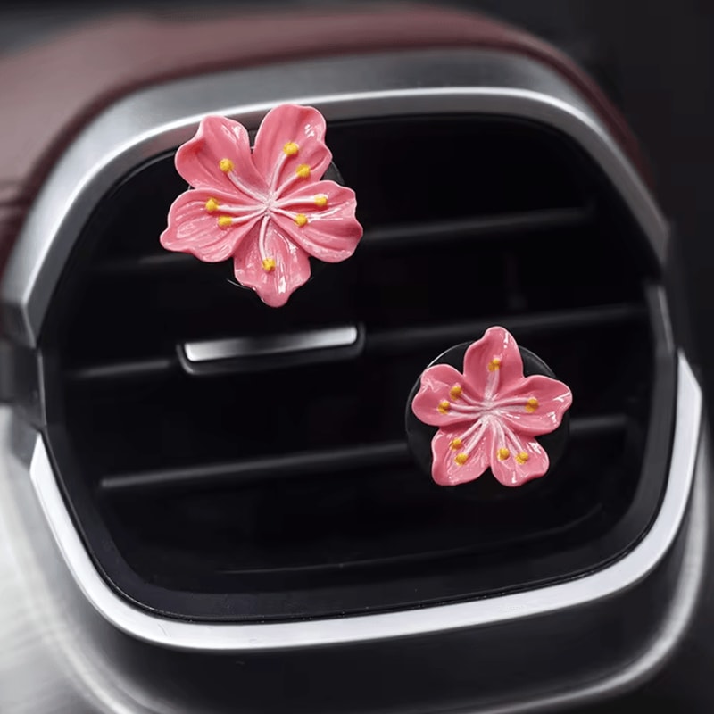 Peach Blossom Flower Car Vent Perfume Clip Set 3