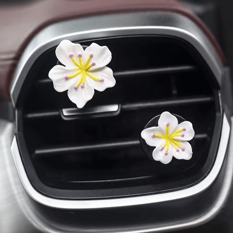 Peach Blossom Flower Car Vent Perfume Clip Set 4