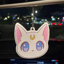 pink cute cat freesia & english pear hanging car air freshener