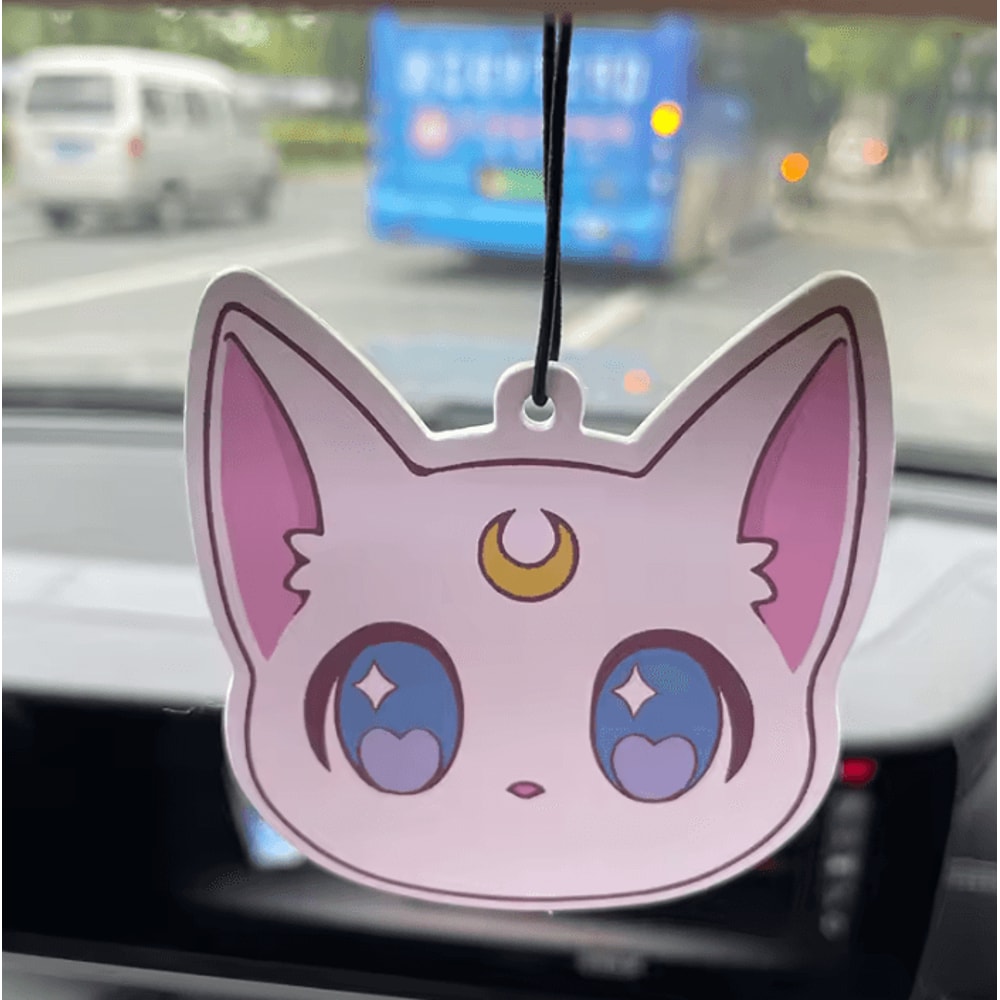 Pink Cute Cat Freesia English Pear Hanging Car Air Freshener 3