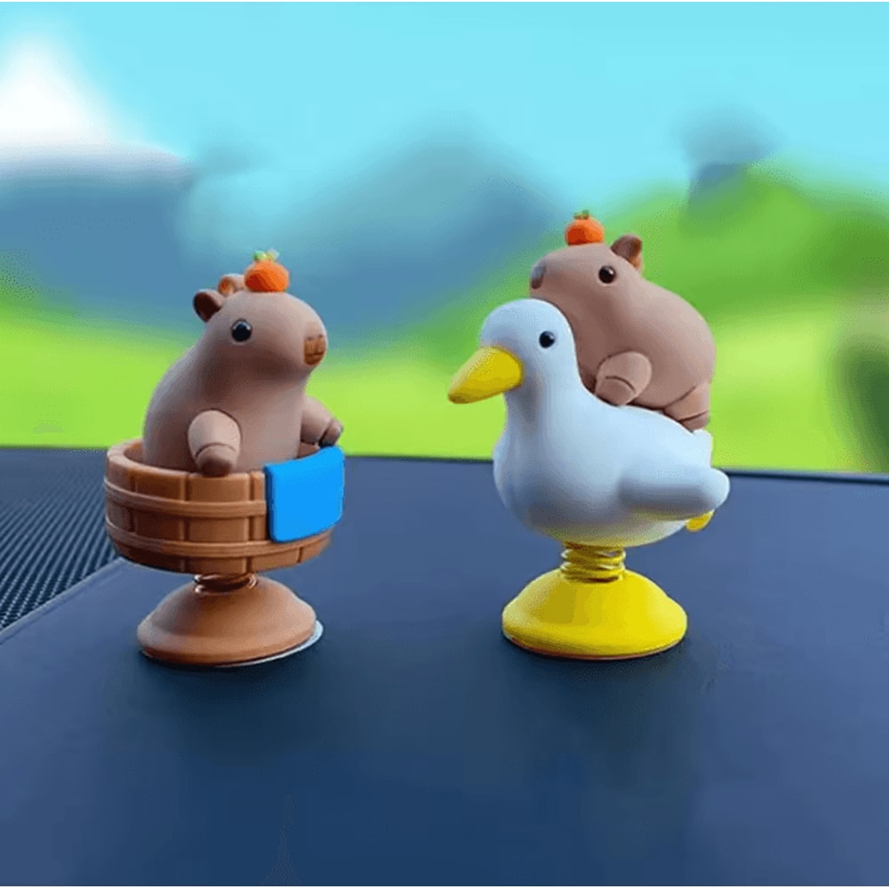 Spring Bobble Capybara Dashboard Ornament For Car Interior 1