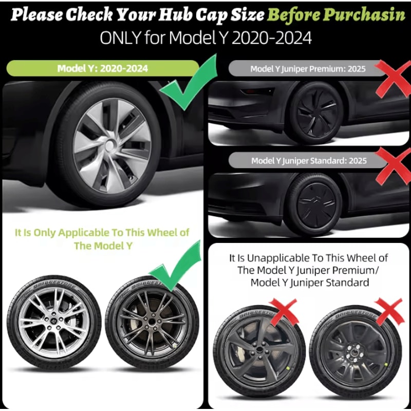 19Inch Matte Black Turbine Wheel Covers For Tesla Model Y 4PCS Set 1