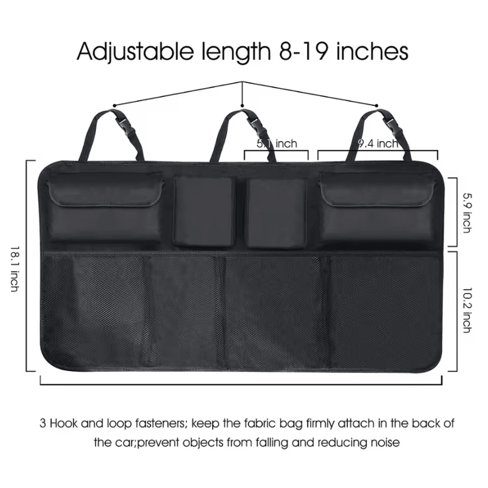 Universal Oxford Cloth Car Trunk Organizer With Adjustable Backseat Storage Net 2