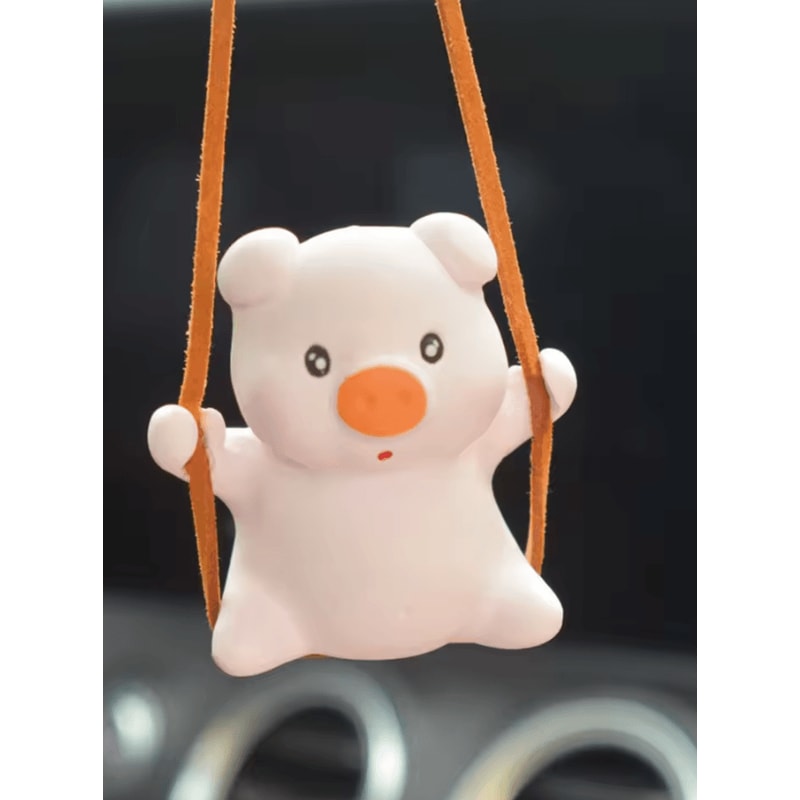 Cute Pink Swing Pig Rearview Mirror Car Pendant 1