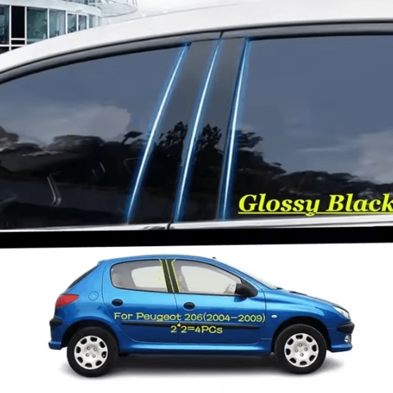 Gloss Black Window Pillar Trim Stickers For Peugeot Citroen Models 0