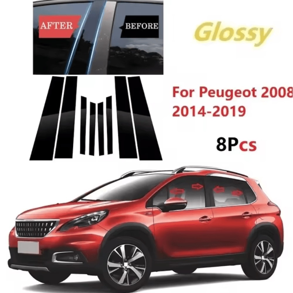 Gloss Black Window Pillar Trim Stickers For Peugeot Citroen Models 1