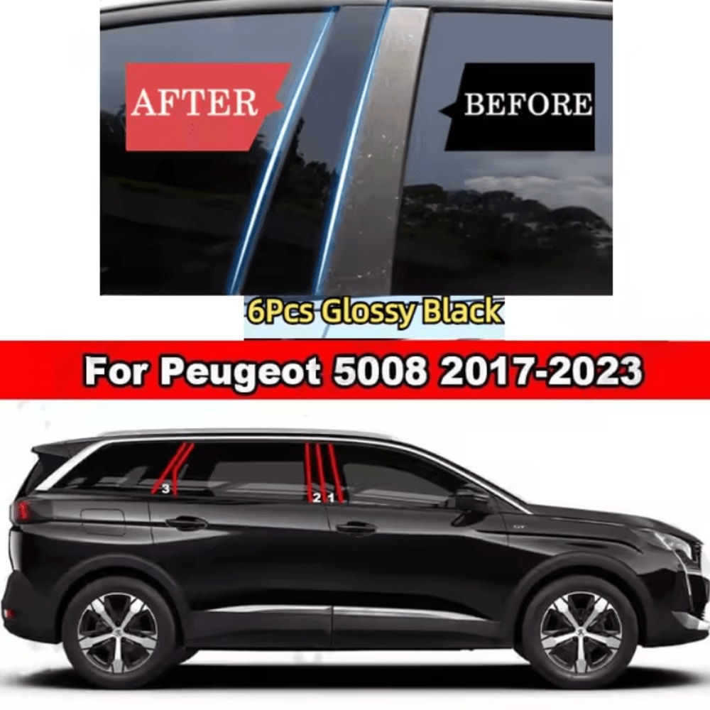 Gloss Black Window Pillar Trim Stickers For Peugeot Citroen Models 2