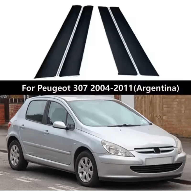 Gloss Black Window Pillar Trim Stickers For Peugeot Citroen Models 3