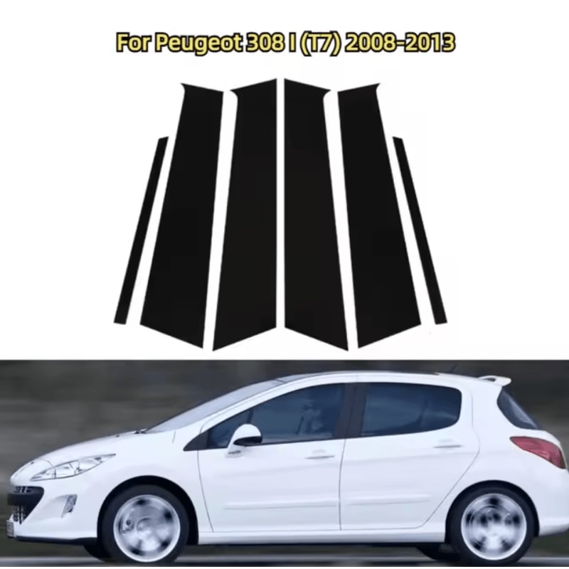 Gloss Black Window Pillar Trim Stickers For Peugeot Citroen Models 4