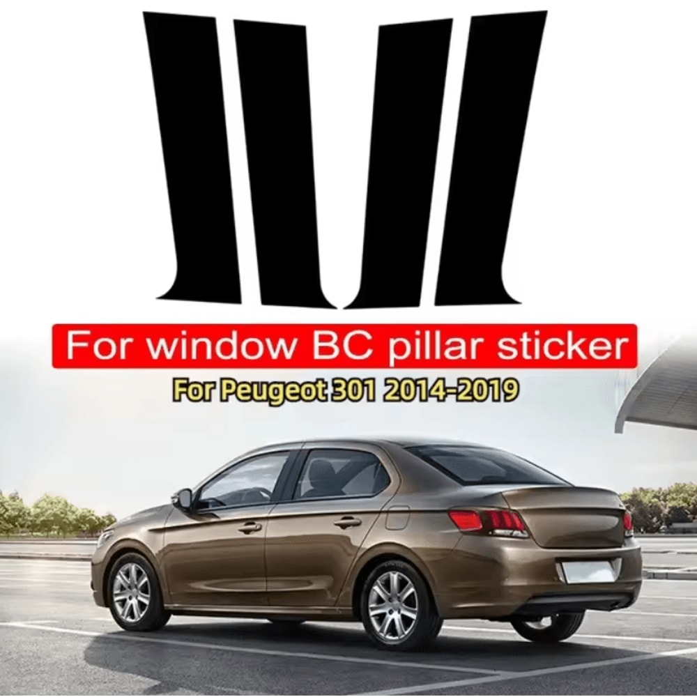 Gloss Black Window Pillar Trim Stickers For Peugeot Citroen Models 5