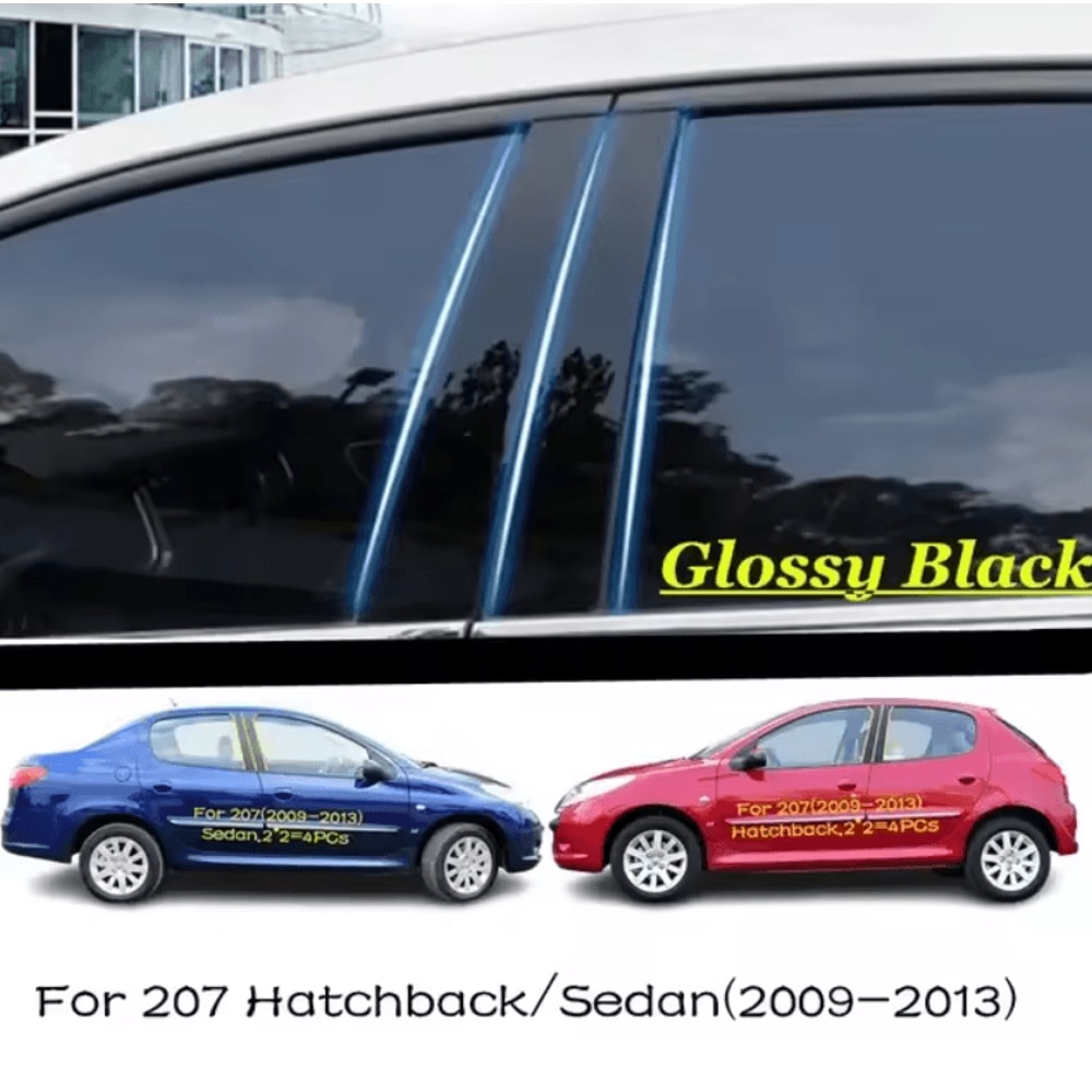 Gloss Black Window Pillar Trim Stickers For Peugeot Citroen Models 6