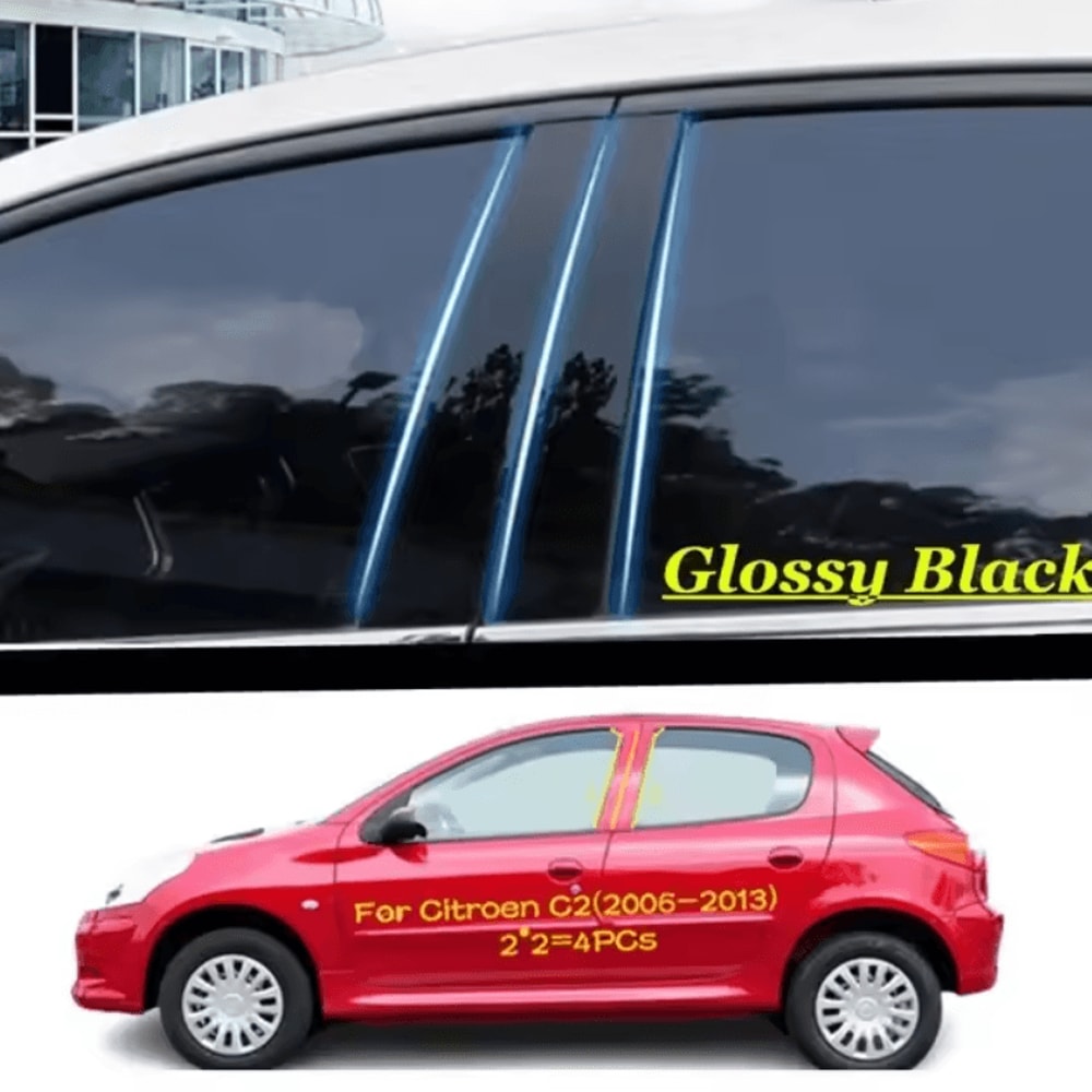 Gloss Black Window Pillar Trim Stickers For Peugeot Citroen Models 7