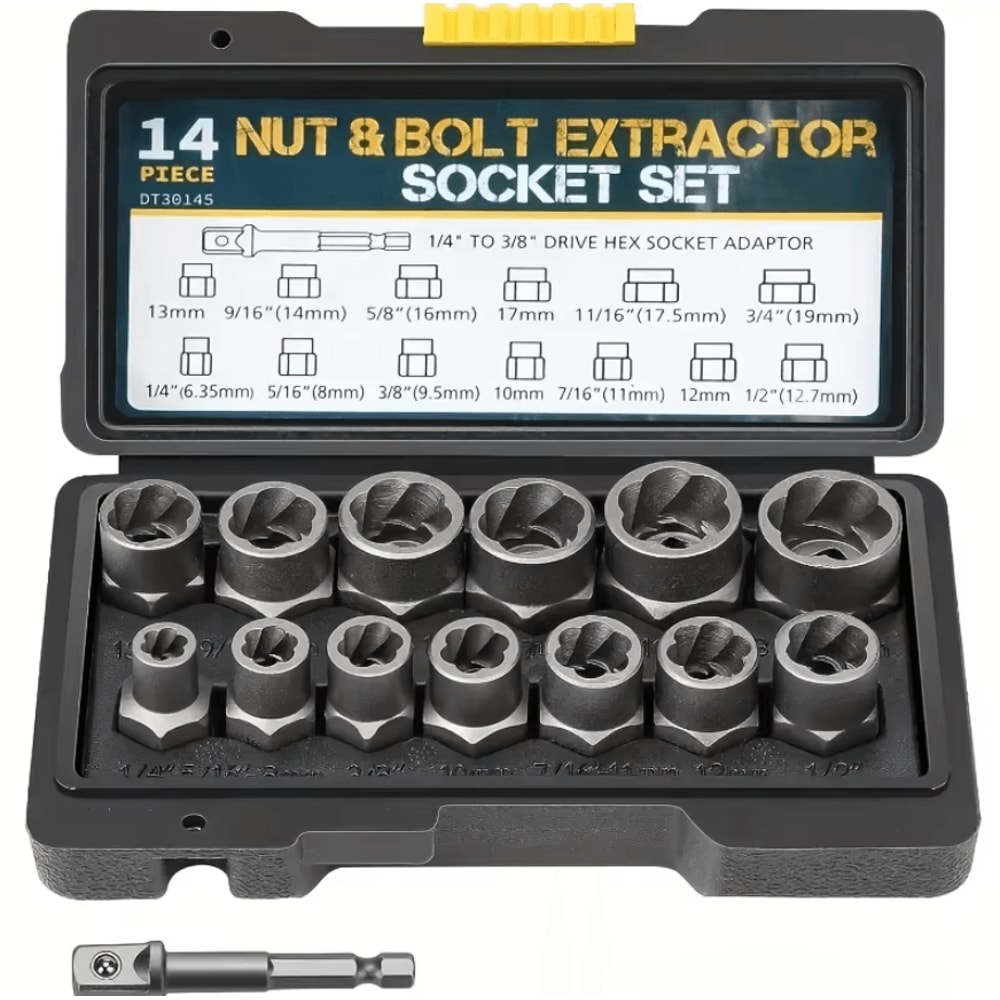 BoltGrip Pro Damaged Bolt Extractor Socket Set 14Pc Impact Socket Remover Kit 0