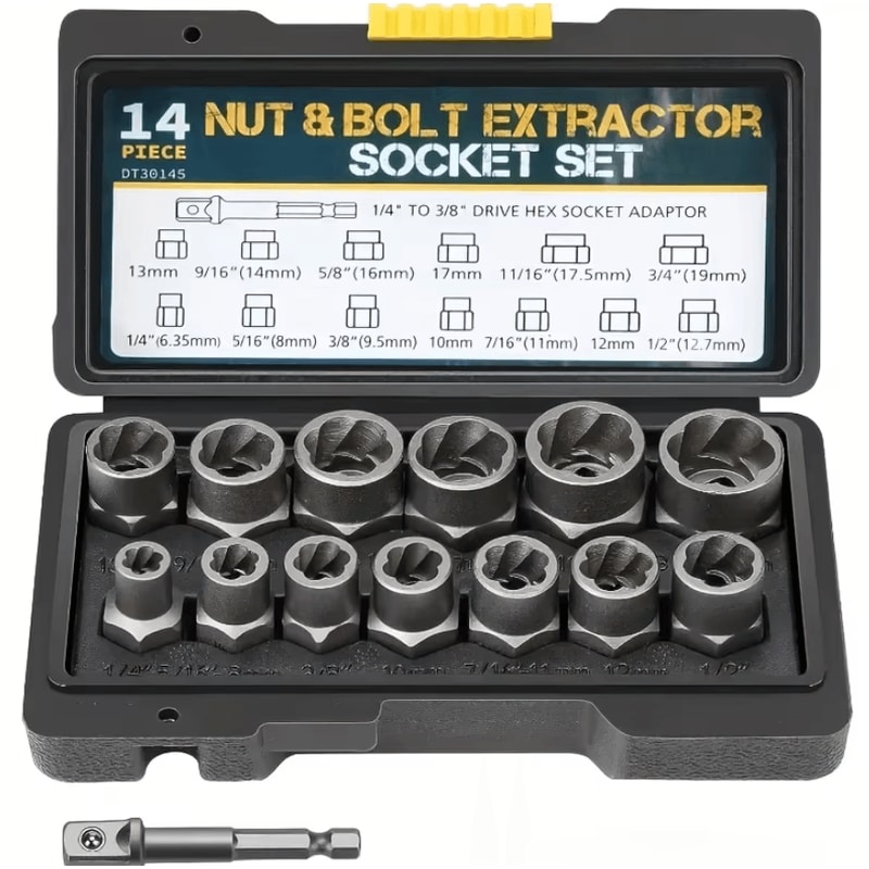 BoltGrip Pro Damaged Bolt Extractor Socket Set 14Pc Impact Socket Remover Kit 0