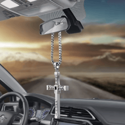 graceshine crystal cross car hanging ornament – christian rearview mirror pendant