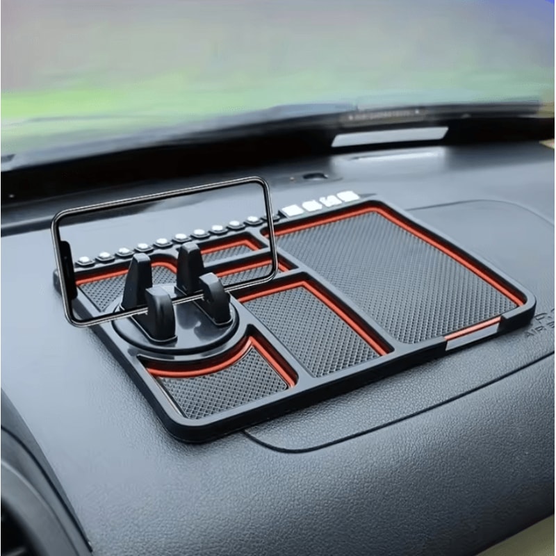 DriveEase Multifunction Car Dashboard Pad With Phone Holder Parking Number Display 0