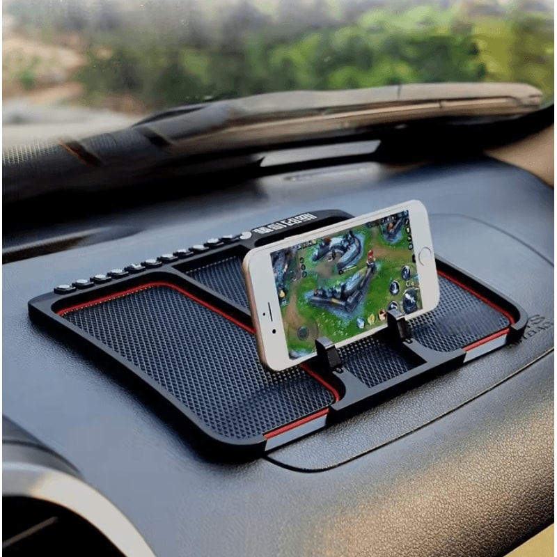 DriveEase Multifunction Car Dashboard Pad With Phone Holder Parking Number Display 2