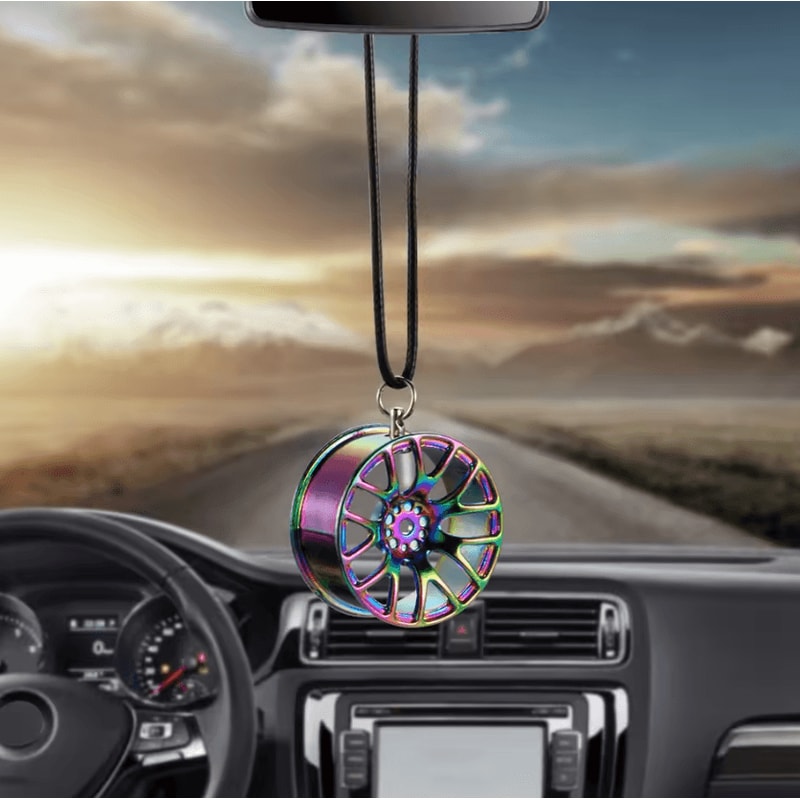 TurboSpin Metal Wheel Hub Car Pendant Rearview Mirror Hanging Ornament 0