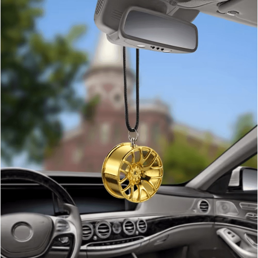 TurboSpin Metal Wheel Hub Car Pendant Rearview Mirror Hanging Ornament 1
