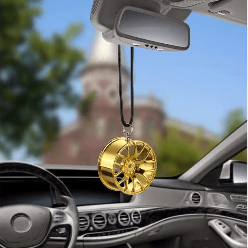TurboSpin Metal Wheel Hub Car Pendant Rearview Mirror Hanging Ornament 1
