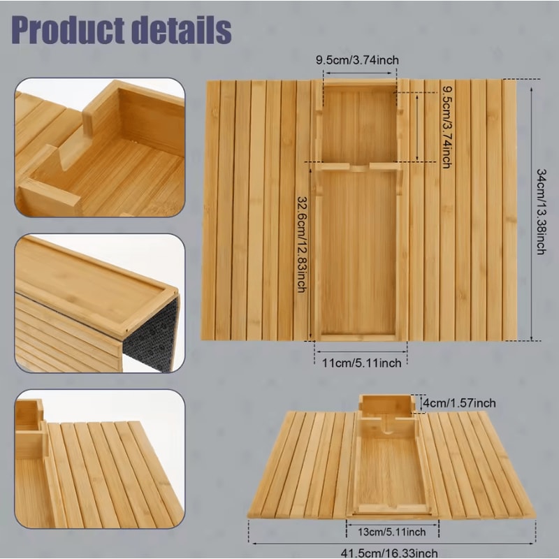 FoldEase Sofa Arm Tray Foldable Couch Arm Table For Snacks Drinks Remote Storage 6