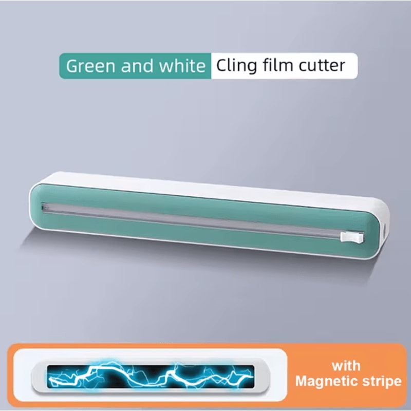 SnapCut Magnetic Plastic Wrap Dispenser With Cutter Refillable Food Film Dispenser For Foil Cling 0