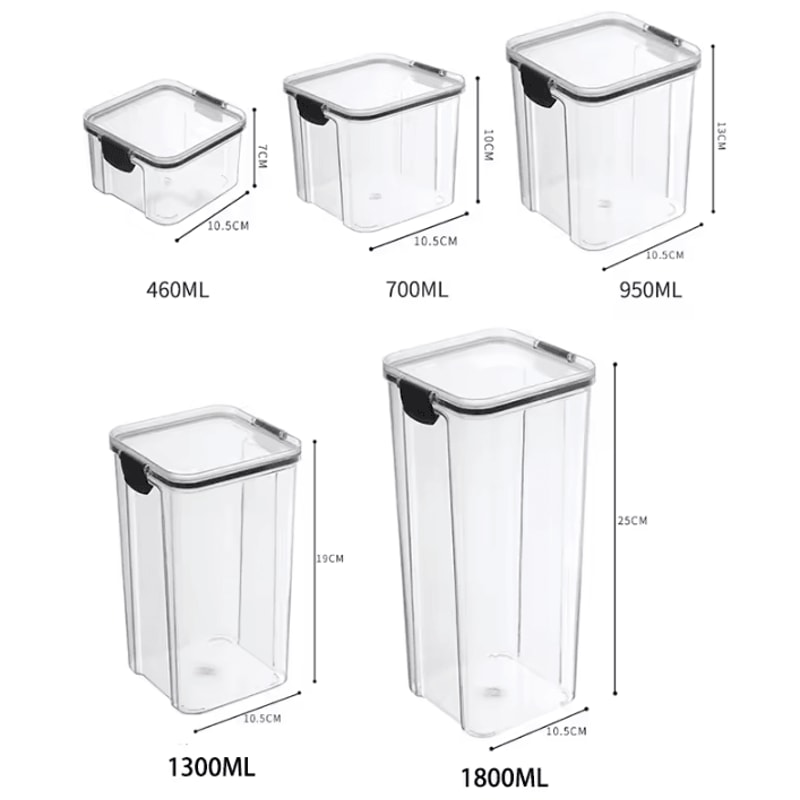 ClearStack Airtight Food Storage Containers 5Piece Stackable Pantry Storage Set For Grains Snacks 16