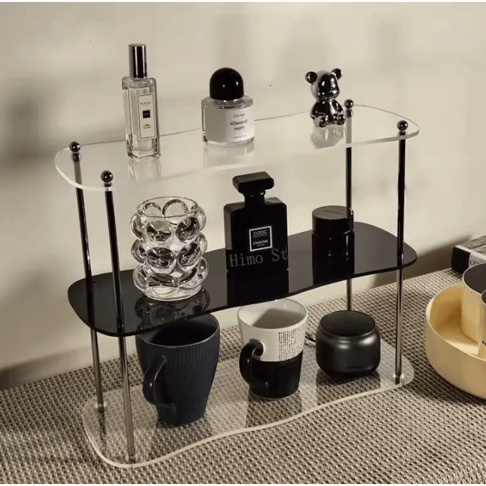 CrystalTier Acrylic Makeup Organizer Rack Modern Desktop Cosmetic Storage Shelf For Perfumes Skinc 0