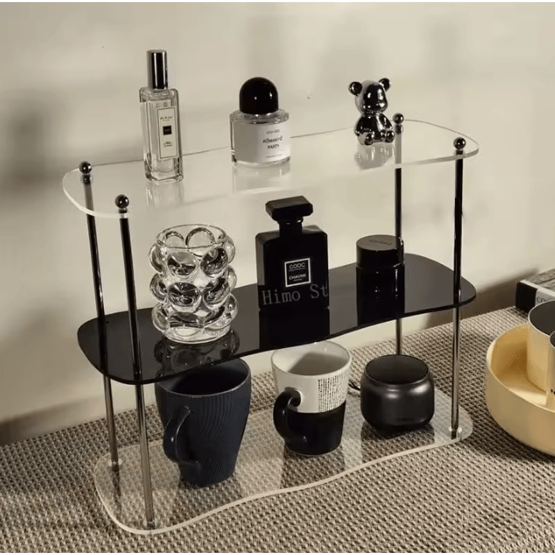 CrystalTier Acrylic Makeup Organizer Rack Modern Desktop Cosmetic Storage Shelf For Perfumes Skinc 0