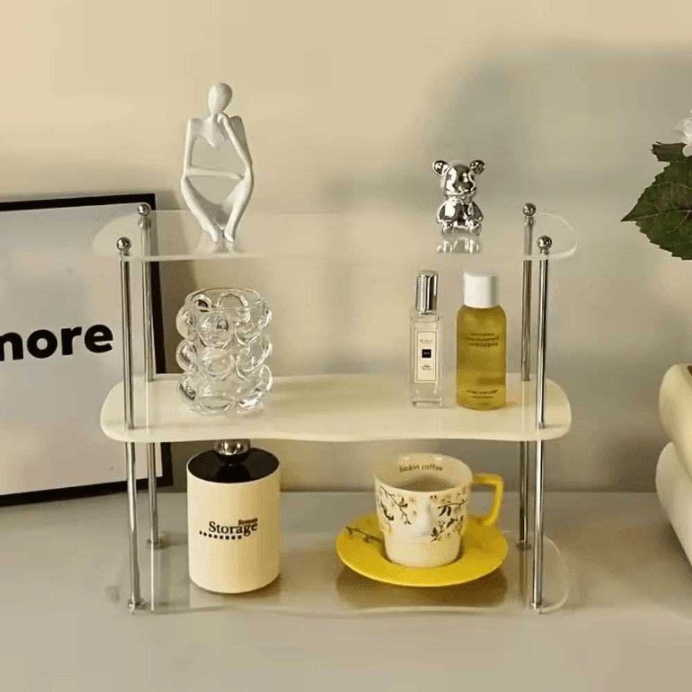 CrystalTier Acrylic Makeup Organizer Rack Modern Desktop Cosmetic Storage Shelf For Perfumes Skinc 1