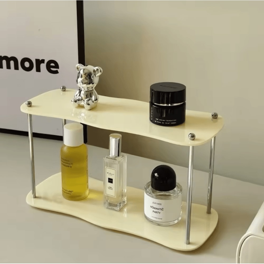 CrystalTier Acrylic Makeup Organizer Rack Modern Desktop Cosmetic Storage Shelf For Perfumes Skinc 3