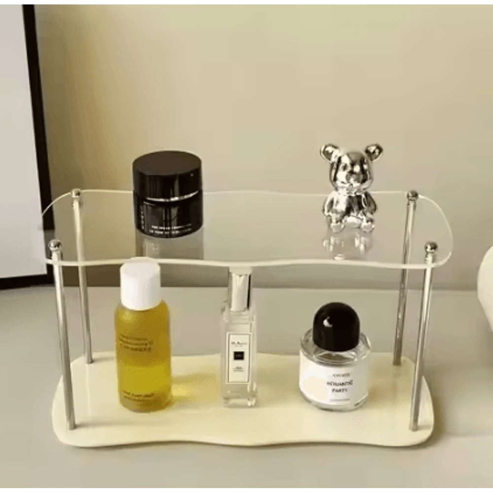 CrystalTier Acrylic Makeup Organizer Rack Modern Desktop Cosmetic Storage Shelf For Perfumes Skinc 4