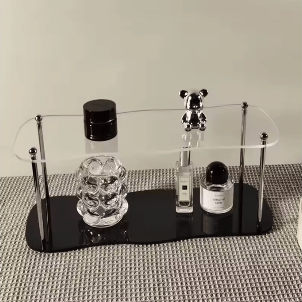 CrystalTier Acrylic Makeup Organizer Rack Modern Desktop Cosmetic Storage Shelf For Perfumes Skinc 6