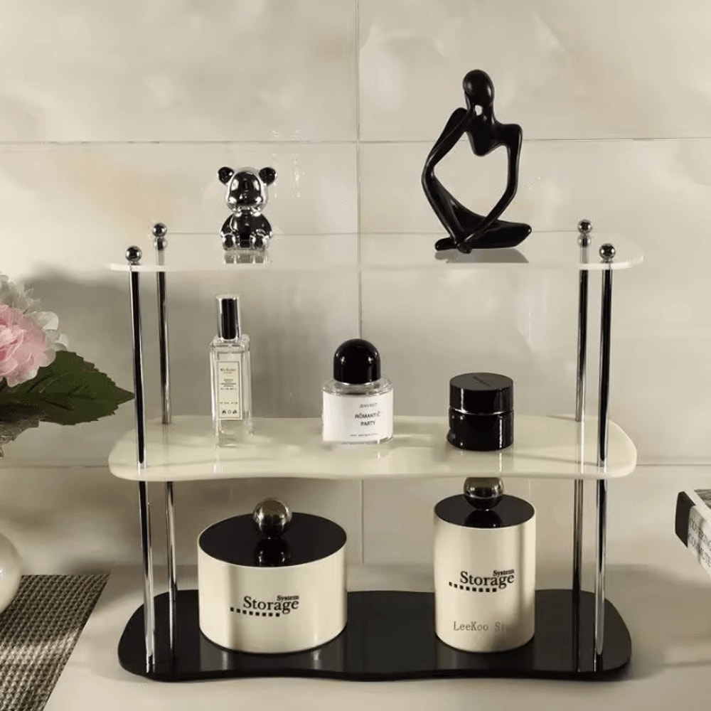 CrystalTier Acrylic Makeup Organizer Rack Modern Desktop Cosmetic Storage Shelf For Perfumes Skinc 7