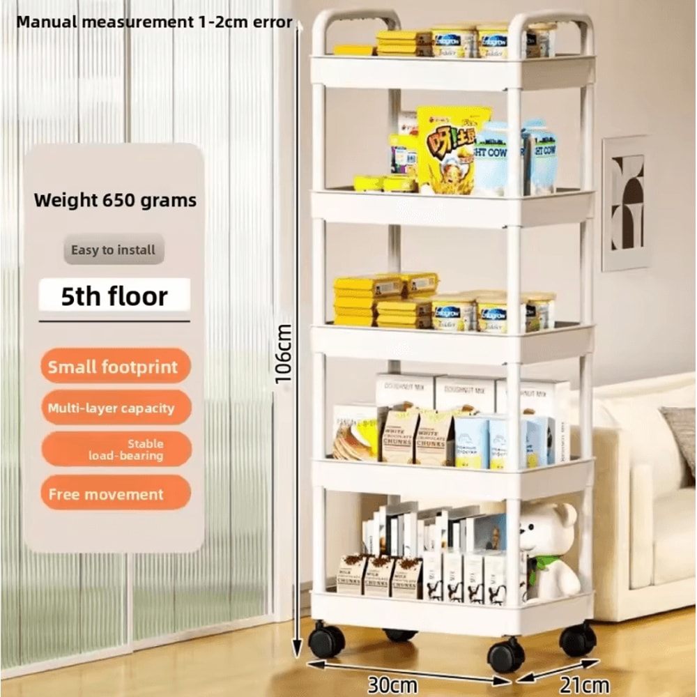 FlexiStore 5Tier Rolling Storage Cart Multifunction Mobile Organizer Shelf For Kitchen Bedroom Li 1