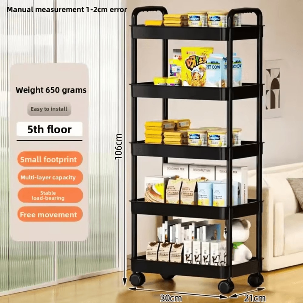 FlexiStore 5Tier Rolling Storage Cart Multifunction Mobile Organizer Shelf For Kitchen Bedroom Li 2