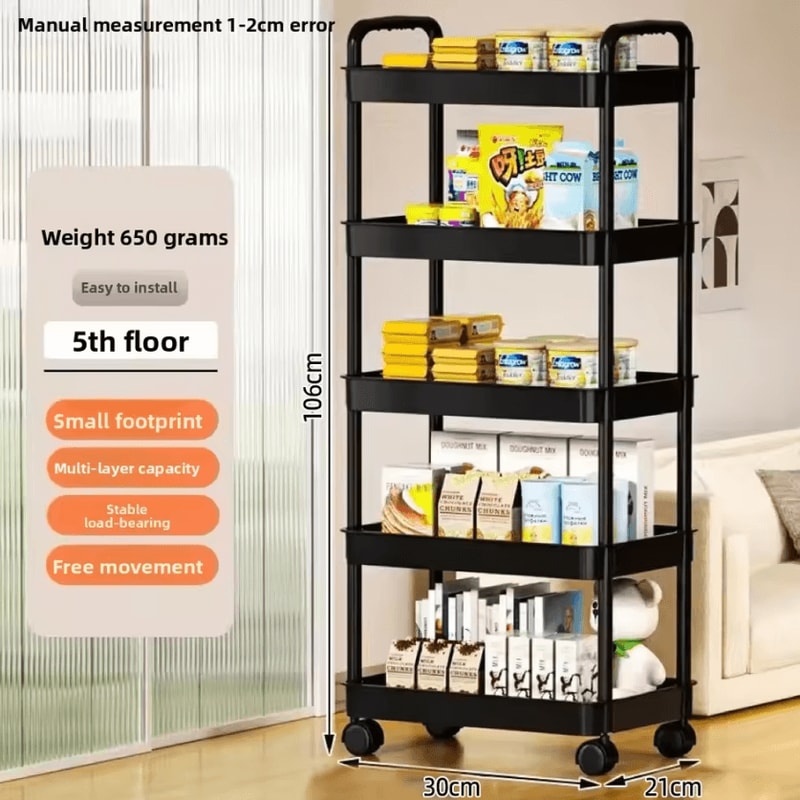 FlexiStore 5Tier Rolling Storage Cart Multifunction Mobile Organizer Shelf For Kitchen Bedroom Li 2