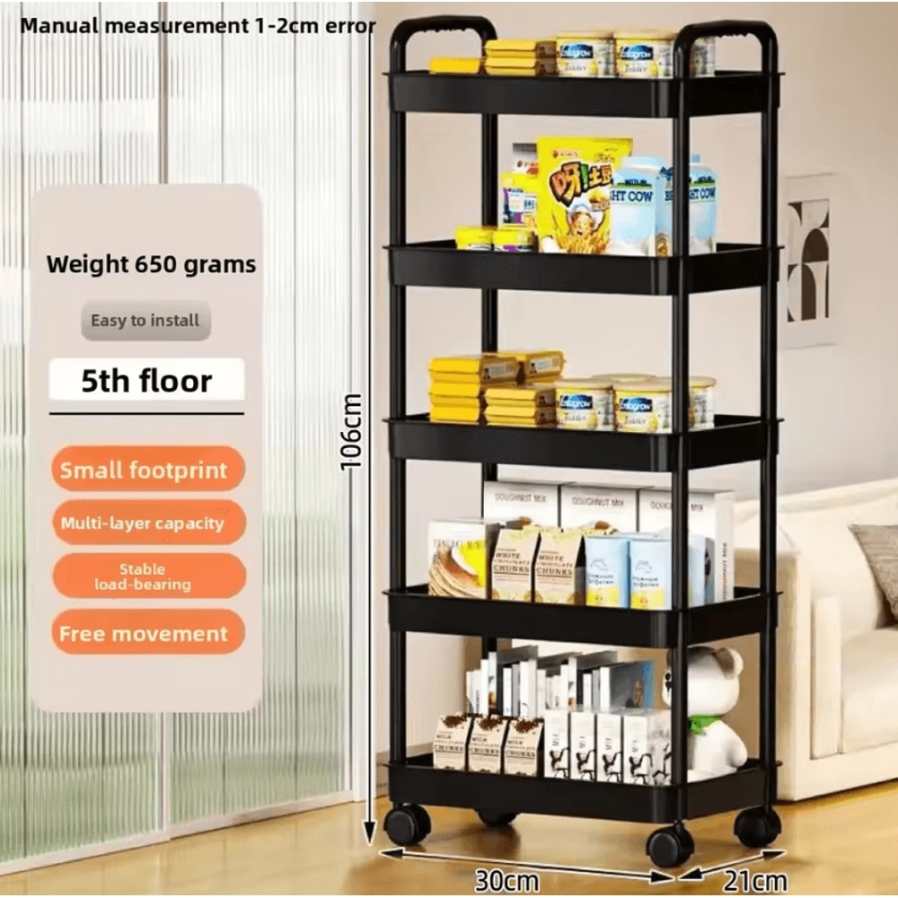 FlexiStore 5Tier Rolling Storage Cart Multifunction Mobile Organizer Shelf For Kitchen Bedroom Li 4