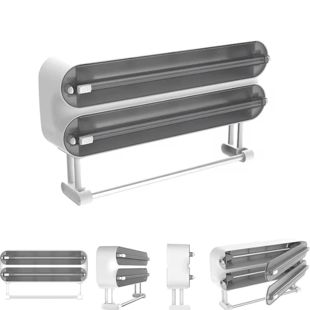 WrapEase 3in1 Wall Mounted Wrap Dispenser Plastic Wrap Cutter Paper Towel Holder For Foil Cling F 3