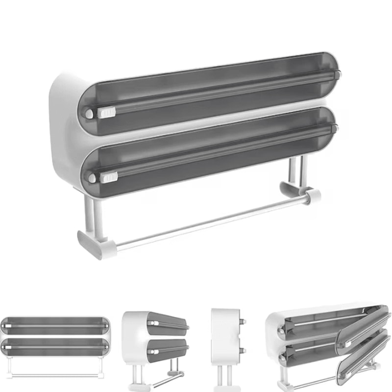 WrapEase 3in1 Wall Mounted Wrap Dispenser Plastic Wrap Cutter Paper Towel Holder For Foil Cling F 3