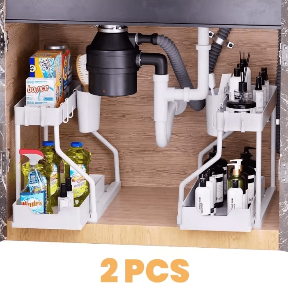 SlideSpace 2Tier PullOut Storage Organizer SpaceSaving Under Sink Organizer For Kitchen Bathroom 2