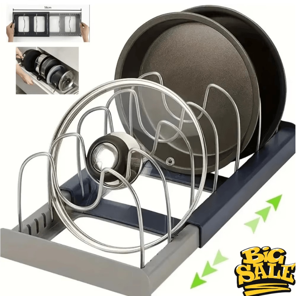 SteelFlex Expandable Kitchen Cabinet Organizer Adjustable Cookware Storage Rack With 6 Shelves For 0