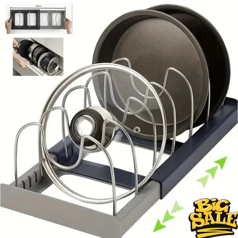 SteelFlex Expandable Kitchen Cabinet Organizer Adjustable Cookware Storage Rack With 6 Shelves For 0