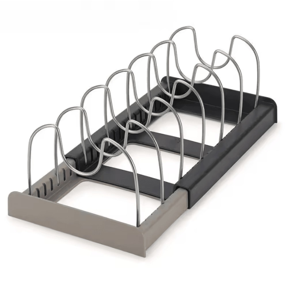 SteelFlex Expandable Kitchen Cabinet Organizer Adjustable Cookware Storage Rack With 6 Shelves For 4