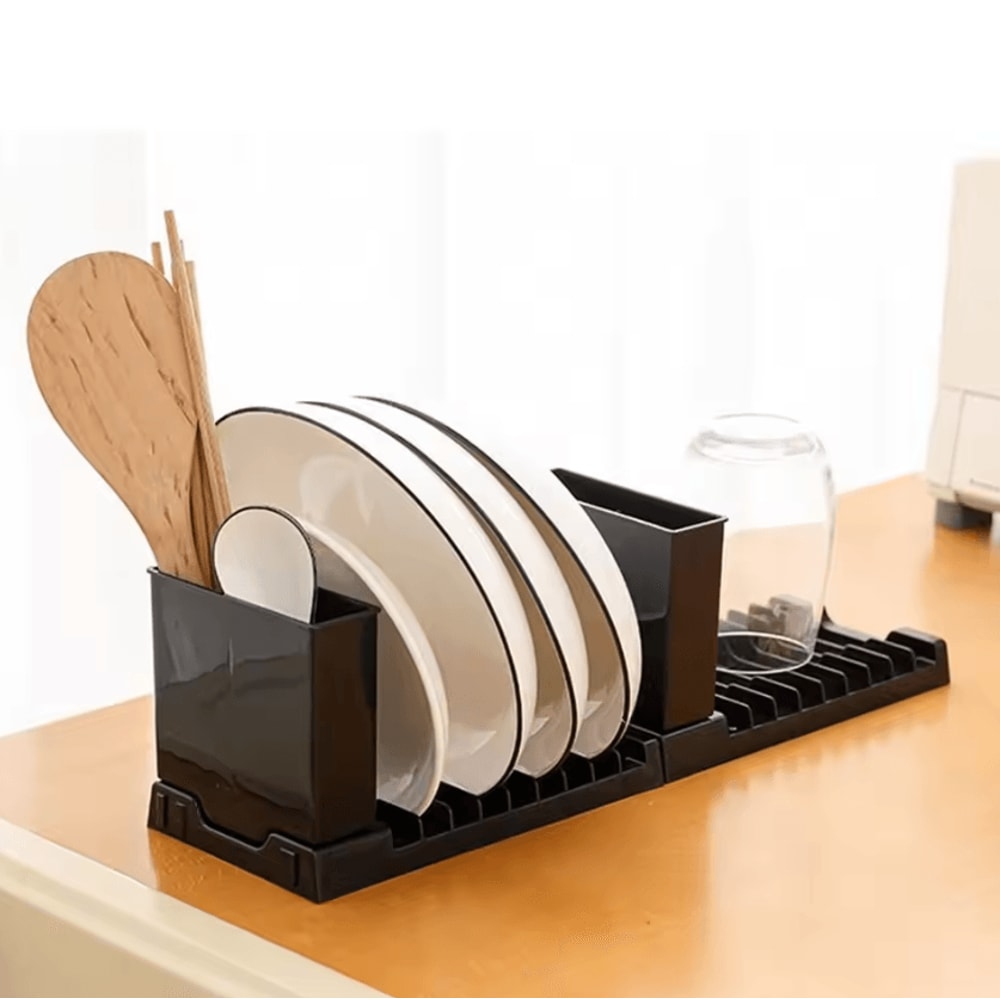 Foldable Dish Drying Rack With Utensil Holder For Small Kitchens 0