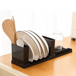 foldable dish drying rack with utensil holder for small kitchens