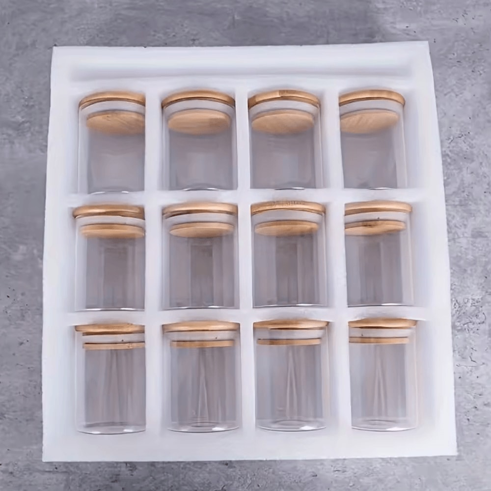PureSeal Glass Spice Jars Set Airtight Bamboo Spice Containers 1