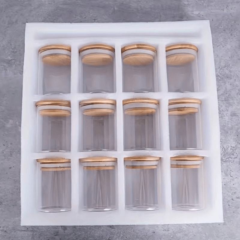 PureSeal Glass Spice Jars Set Airtight Bamboo Spice Containers 1