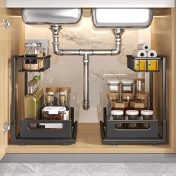 slideease metal under sink organizer & pull-out storage shelf