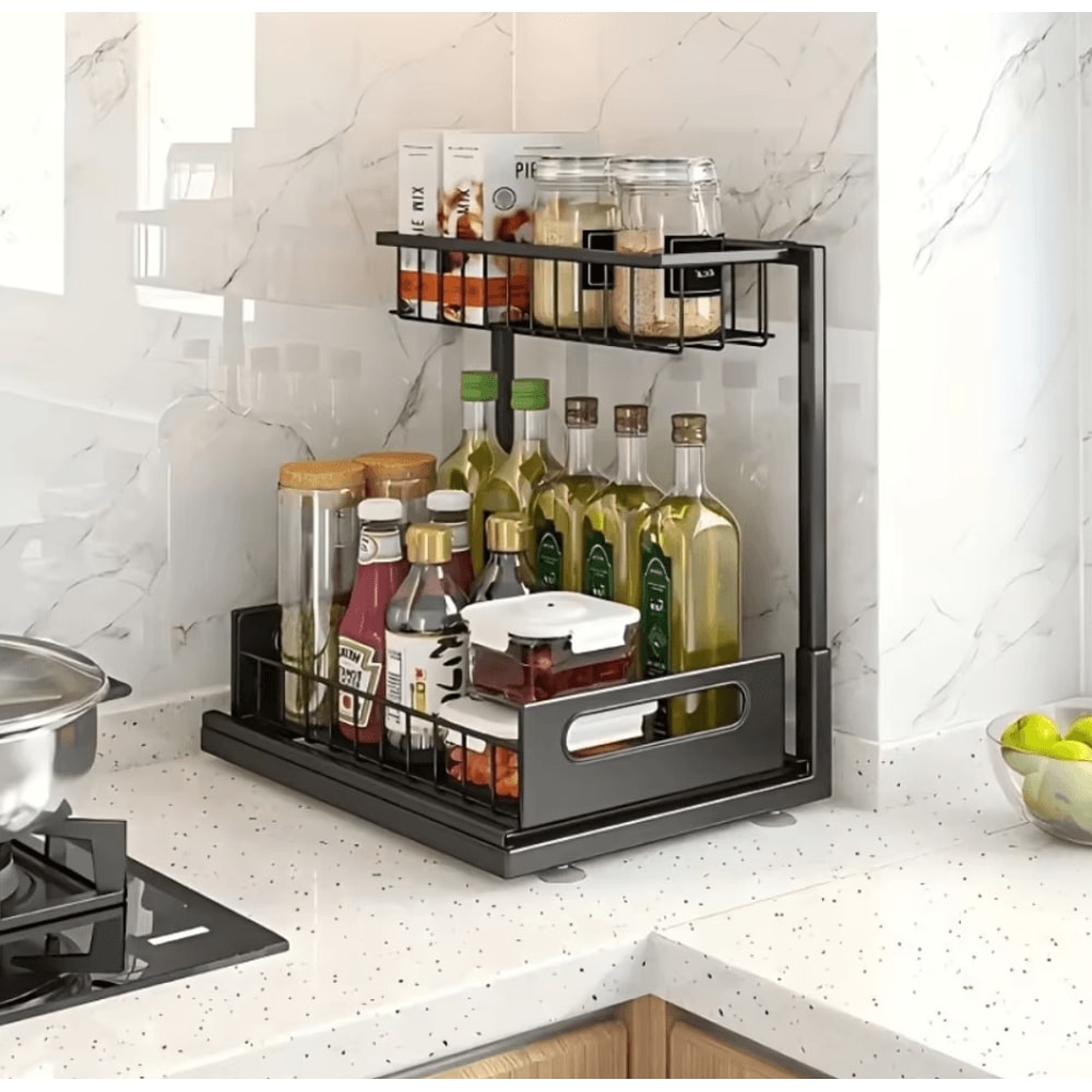 SlideEase Metal Under Sink Organizer PullOut Storage Shelf 1